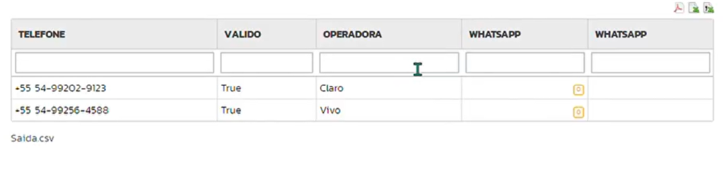 Como consultar operadora: imagem na plataforma com as operadoras