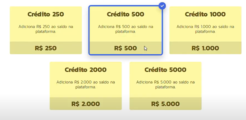 Como adicionar saldo na plataforma - passo 4