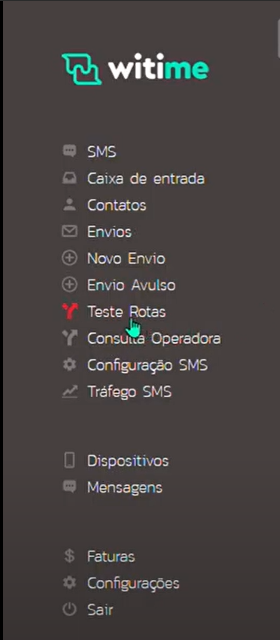 Teste de rota de SMS: passo 1