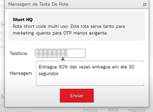 Teste de rota de SMS: passo 3