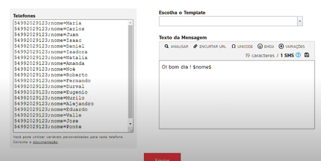 Envio de SMS com nome personalizado: passo 10