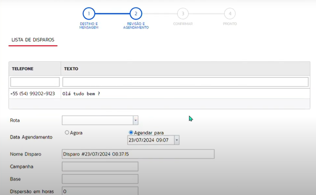 Como criar um template de SMS - passo 11